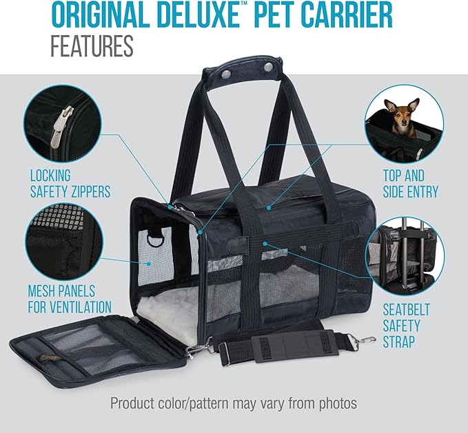 Sherpa Original Deluxe Travel Pet Carrier, Airline Approved & Guaranteed On Board - Black, Small