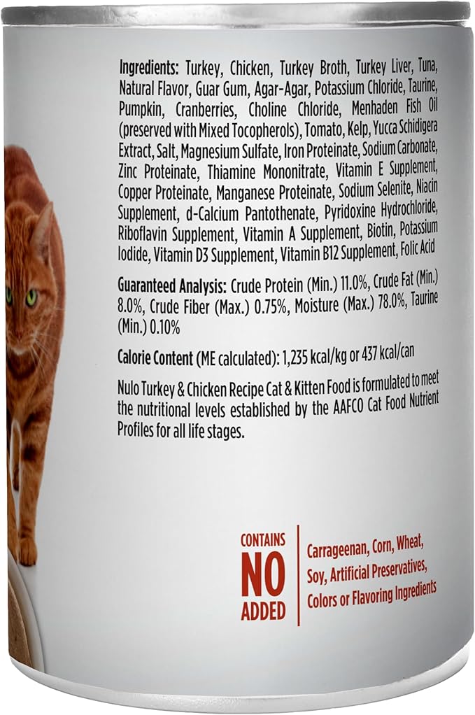 Nulo Turkey & Chicken Recipe Pate Wet Canned Cat Food, 12.5 Ounce (Pack of 12)