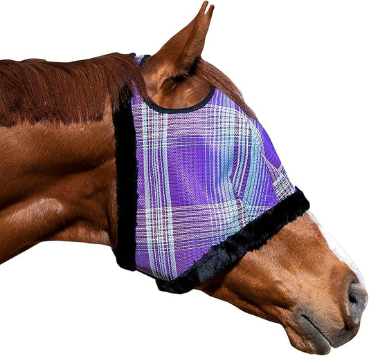 Kensington Fly Mask with Fleece Trim for Horses — Protects Face and Eyes Helps Block Sun Rays While Allowing Full Visibility — Breathable and Non Heat Transferring