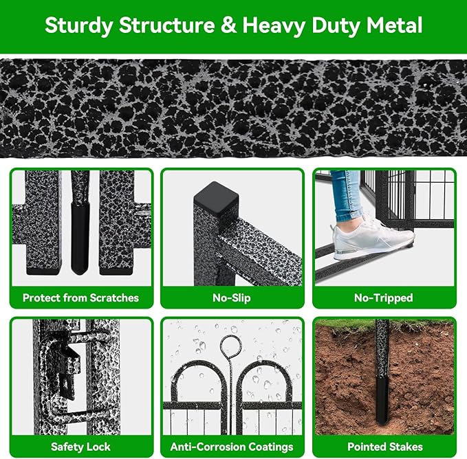 Dog Playpen Outdoor 24 Panels Heavy Duty Dog Fence 40" Height Anti-Rust with Doors Portable for RV Camping Yard, Total 54FT, 227 Sq.ft, Snowy Black