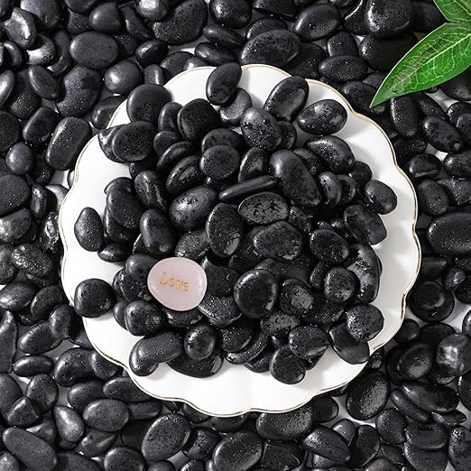 SIDONG 10 LB Black River Rocks, 0.3-0.5 Inches High Polished Pebbles for Indoor Plants, Aquarium Rocks Used in Fish Tank, Decorative Stones for Plants, Vases, Home Décor, Crafting, Garden Landscaping