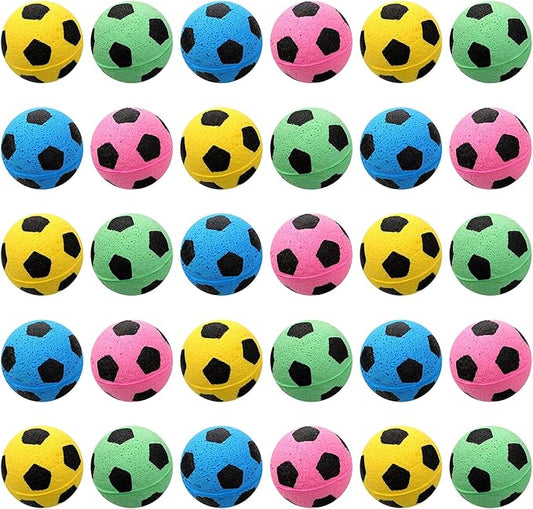Skylety 32 Pieces Cat Soccer Balls Foam Sponge Football Cat Interactive Cats Soccer Toy Sports Ball for Kitten Pet