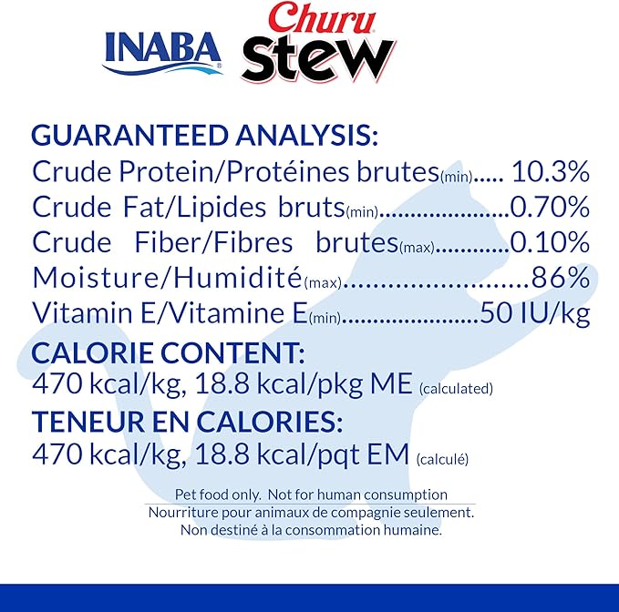 INABA Churu Stew for Cats, Side Dish Pouch with Vitamin E, 1.4 Ounces per Pouch, 12 Pouches, Chicken & Tuna Variety