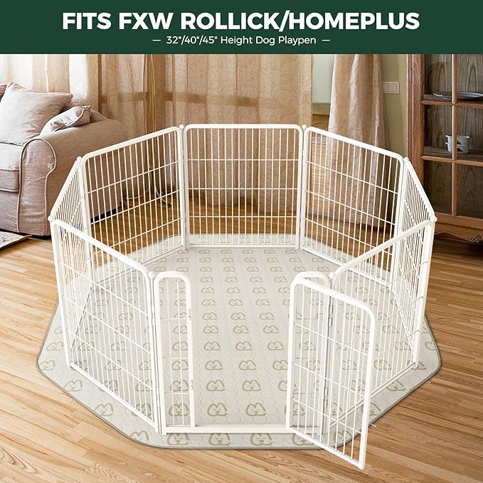 FXW Washable Pee Pads for Dogs, Puppy Pads with Super Absorbent, Specifically Designed for FXW Rollick/Homeplus 32/40/45inch 8 Panels Dog Playpen, 34" Octagon, Khaki, 2 Packs