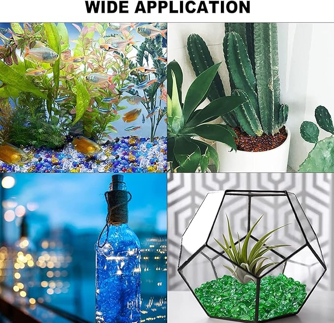 Keedolla 3 LB Green Sea Glass Aquarium Pebbles Polished Betta Fish Tank Gravel, Clear Fish Bowl Pebbles Colorful Glass Stones Rocks for Decoration Vases Aquarium Gravel Decor Art Craft