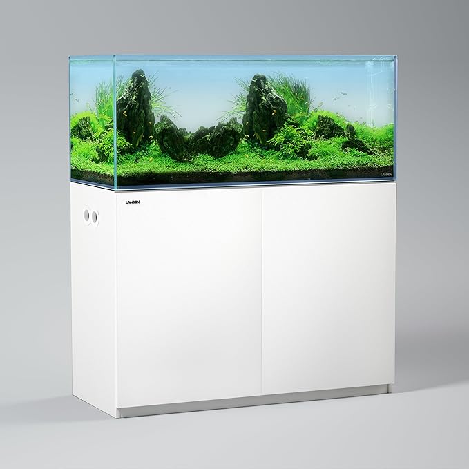 LANDEN Aquarium Wooden Stand and Cabinet for up to 72.2 Gal Tank, Fish Reptile Sea Salt WaterTank Stand, Nano Foam Leveling Mat Included, W47.2xD19.7xH31.5 in, Wooden Matte White Painted(Stand Only)