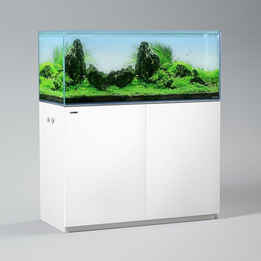 LANDEN Aquarium Wooden Stand and Cabinet for up to 72.2 Gal Tank, Fish Reptile Sea Salt WaterTank Stand, Nano Foam Leveling Mat Included, W47.2xD19.7xH31.5 in, Wooden Matte White Painted(Stand Only)