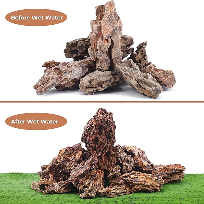 6-8 Inches Natural Dragon Stone 6 PCS Aquarium Rocks for Aquascaping, Aquarium Landscaping, Terrariums, Fish Tank Decoration, Vivariums, Paludarium, Reptile and Amphibian Enclosures