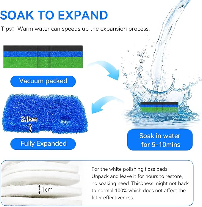 Canister Filter Pads Compatible with Penn Plax Cascade 1200/1500 CCF4UL/CCF5UL Replacement Canisters Filters Sponges for Aquariums Fish Tank Turtle Tank