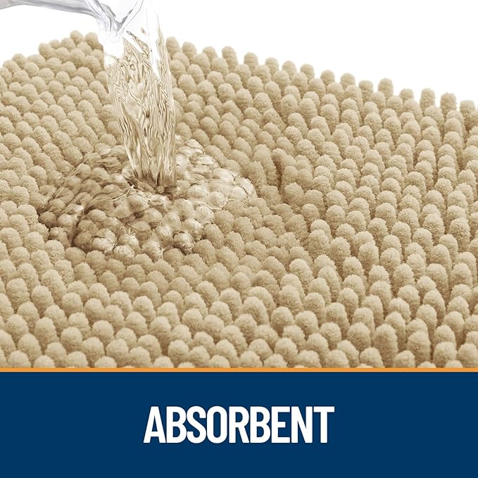 OLANLY Dog Door Mat Set 2-Piece 30x20, Absorbs Moisture and Dirt, Absorbent Non-Slip Washable Doormat, Quick Dry Chenille Mud Mat for Dogs, Entry Indoor Entryway Carpet for Inside Floor, Beige