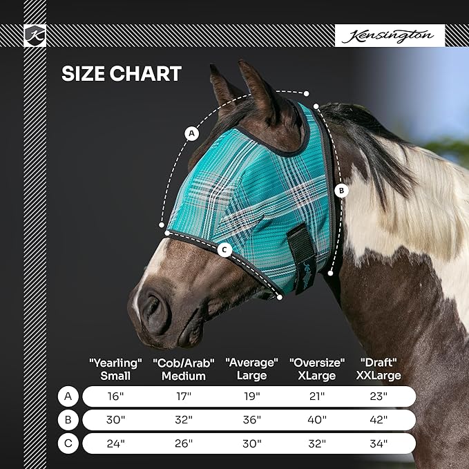 Kensington Fly Mask Web Trim — Protects Horses Face and Eyes from Bites and Sun Rays While Allowing Full Visibility
