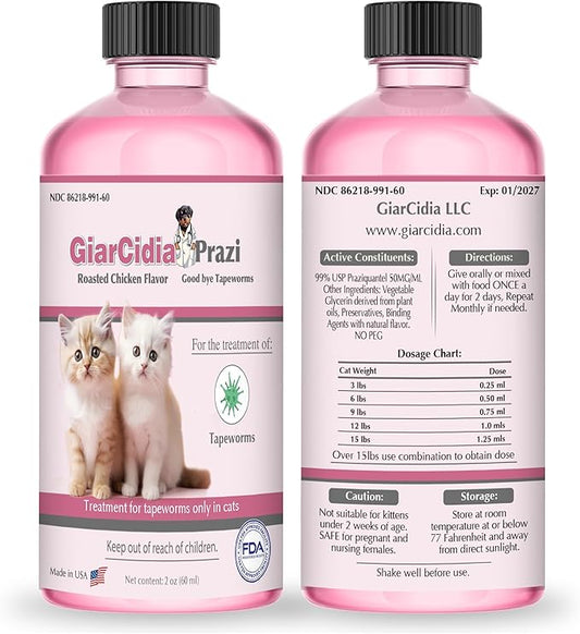 No More Tapeworms in Cats - Dewormer for Cats - 3ml Dropper