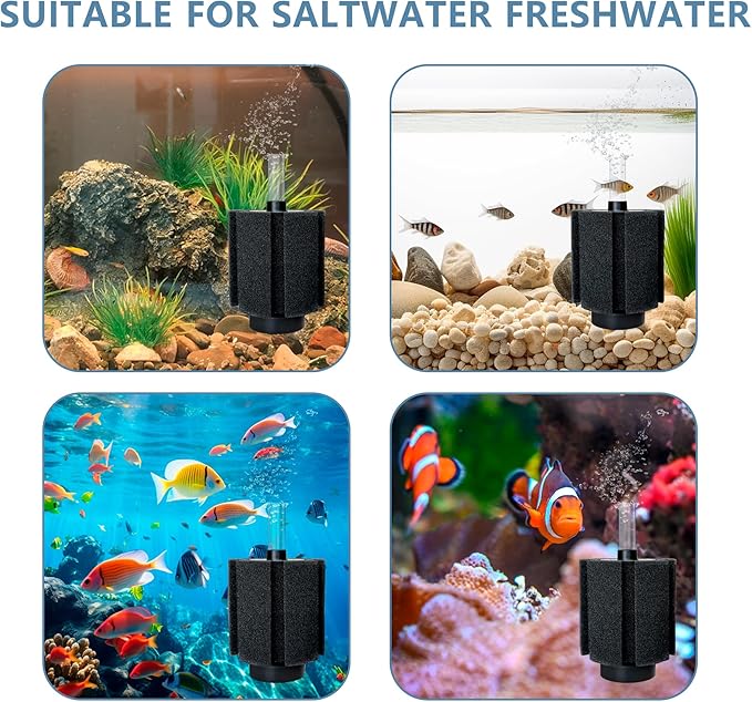 50-60 Gal Aquarium Sponge Filter with Ceramic Media and Bubble Diffuser Quiet Fish Tank Filters fit for Fry Breeding Shrimp Betta Fish Tank