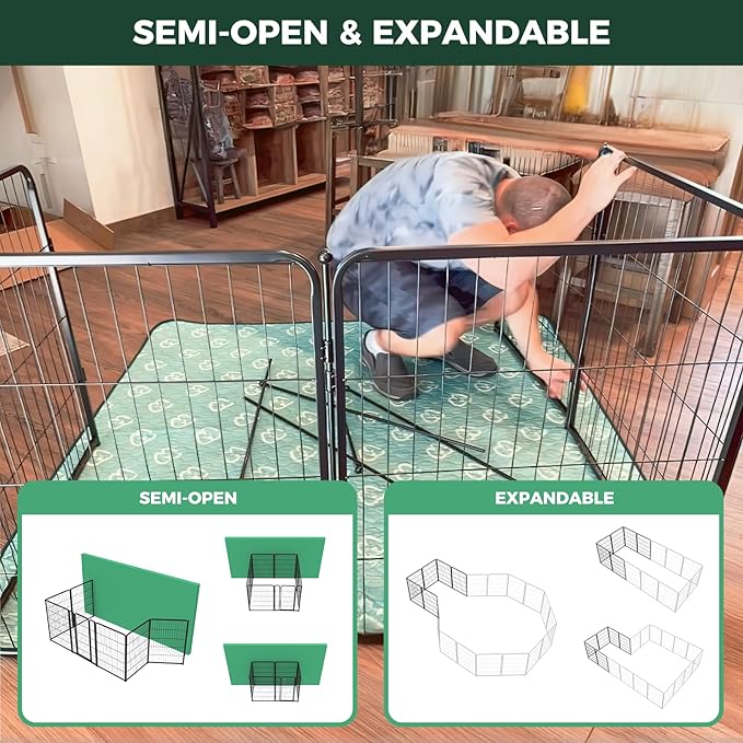 FXW Homeplus Unleashed Indoor Dog Playpen - Stress-Free and Safe Play, Heavy Duty 40 Inch 6 Wire Panels Dog Pen for Medium and Large Dogs, Black│Patented