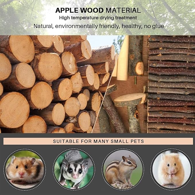 HOSUKKO Hamster Climbing Toys 3-Tier Extra Large Hamster Playground Natural Wooden Small Animal Platform Toys Hamster Exercise Activity Climbing Platform with Bridge for Gift