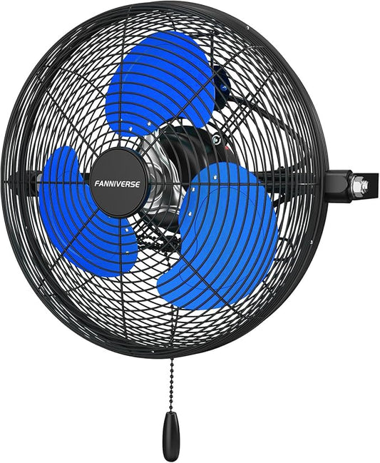 12 Inch Wall Fan Pro Series - Indoor High Velocity Wall Mount Fan for Commercial, Residential, Warehouse, Covered Patio, Shop, Garage, Barn, Gazebo 3 Speed 2800 CFM UL Safety Listed