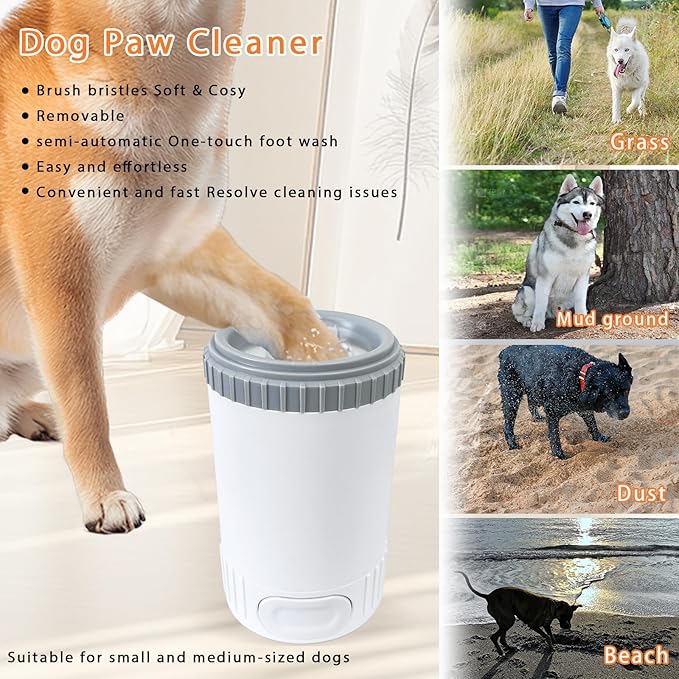 Dog Paw Cleaner with Absorbent Towel, Dog Paw Washer, Muddy Paw Cleaner, Dog Foot Cleaner, Plunger Style Dog Paw Washer, Paw Cleaner for Dogs, Suitable for Small Breed & Medium Breed Dogs
