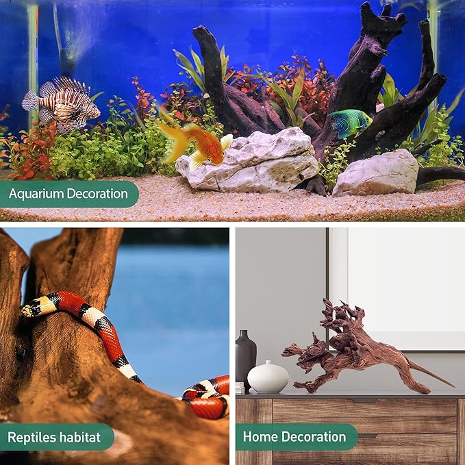 WDEFUN Natural Driftwood for Aquarium Decor, 5-Piece 5''-8'' Large Driftwood for Decorations on Fish Tank, Reptiles Bearded Dragon Accessories or Air Plants