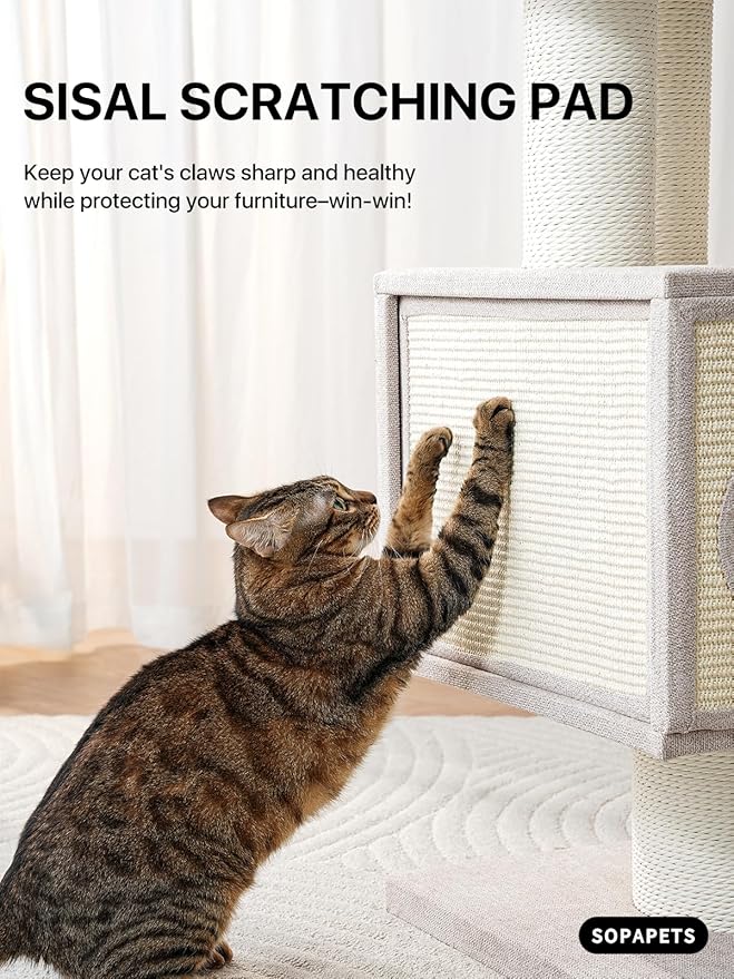 Maine Coon Cat Tree for Indoor Cats Large Adult,Modern Cat Tower for Extra Large Cats 20 lbs+,Heavy Duty Cat Tree with Sisal Scrathing Post,Hammock,Perch,Condo,Bed