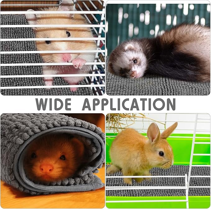 Amylove 4 Pcs Guinea Pig Cage Liner Guinea Pig Bedding Washable Fleece Pee Pads Reusable Small Animals Training Mat Small Animal Sleeping Bed for Bunny Hamster(Dark Gray,14 x 28 Inch)