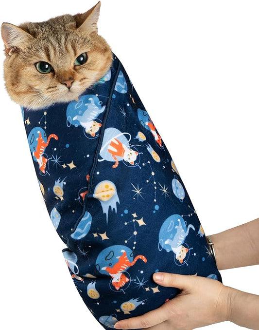 Cat Grooming Wrap,Anti-Escape Cat Wrap for Grooming,Self-Adherent Soft Cat Blanket to Wrap,Anti-Bite,Clip Nails,Anti-Scratch,Cat Calming Wrap,Cat Burrito Wrap,Swaddle Wrap Pet Tool Large Size