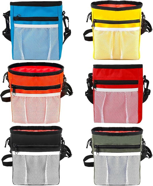Hillban 6 Pcs Dog Treat Training Pouch Dog Treat Bag with Waist Shoulder Strap Bulk 6 Colors Convenient Pouch 3 Ways to Wear Drawstring Closure Holder for Treats Kibbles
