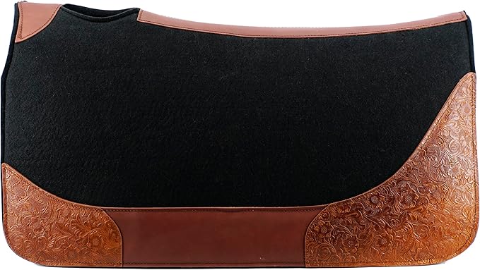Jeereal 32"x34" Western Horse Saddle Pad,100% Wool Blend Felt 3/4" Thick (Black)