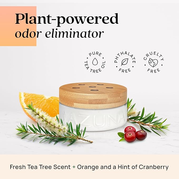 Azuna All-Natural Odor Remover Gel Refill Pouch | Air Purifier with Tea Tree Oil | Plant-Based & Long Lasting | For Pet Odors, Smoke & Strong Odors | Simply Citrus, 12 oz.