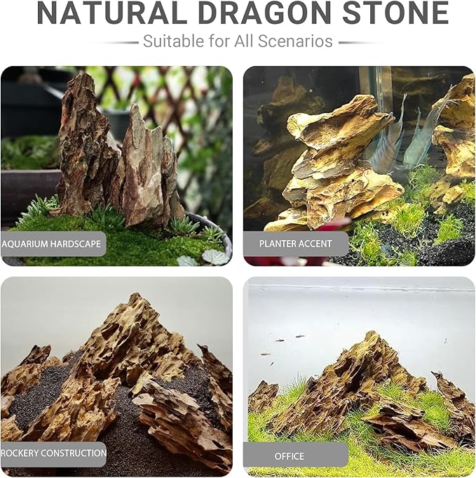 Unocho Aquarium Rocks Natural Dragon Stone seiryu Rocks 20LB Fish Tank Rocks for Aquariums Landscaping Model Tank Decoration-2-8 inches