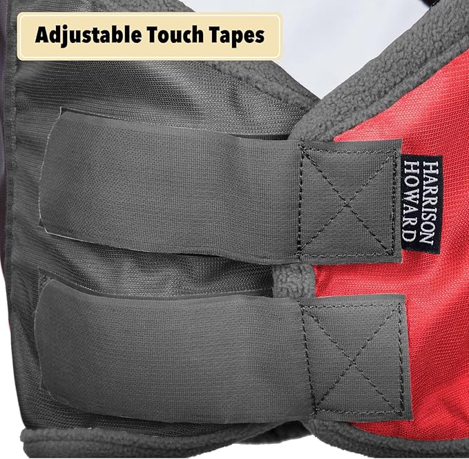 Harrison Howard Pro Luminous Horse Fly Mask Standard with Ears UV Protection for Horse Scarlet Red/Black Medium Cob