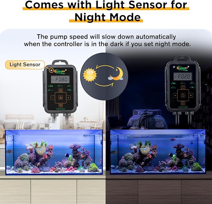 Hygger Aquarium Wave Maker - Adjustable Cross Flow Pump with LED Display Controller, Magnetic DC 24V Powerhead for Freshwater & Marine Reef Aquariums Up to 265 Gallon (25W)
