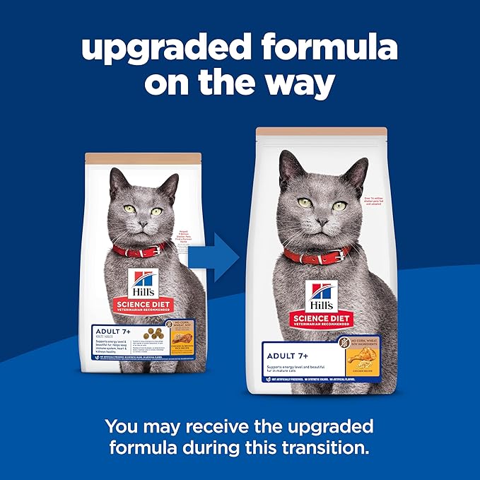 Hill's Science Diet Adult 7+, Senior Adult 7+ Premium Nutrition, Dry Cat Food, No Corn, Wheat, Soy Chicken & Brown Rice, 3.5 lb Bag
