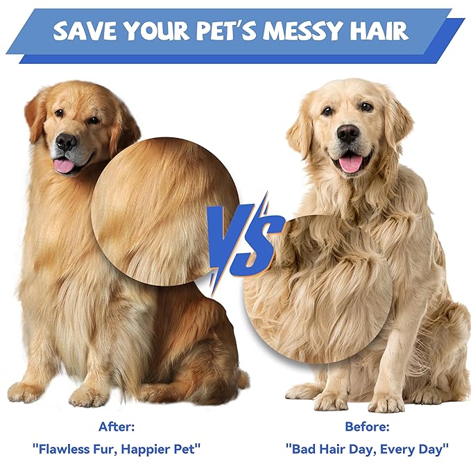 Grooming Pet Comb Rat Tail Dematting Cat and Dog Comb，Rounded Ends Design for Safe Tangle Removal, Hairstyling, Massage，Loose Hair Removal，Prevent Irritation，Fluffing Paws,Face,Tail,Remove Tear Stain