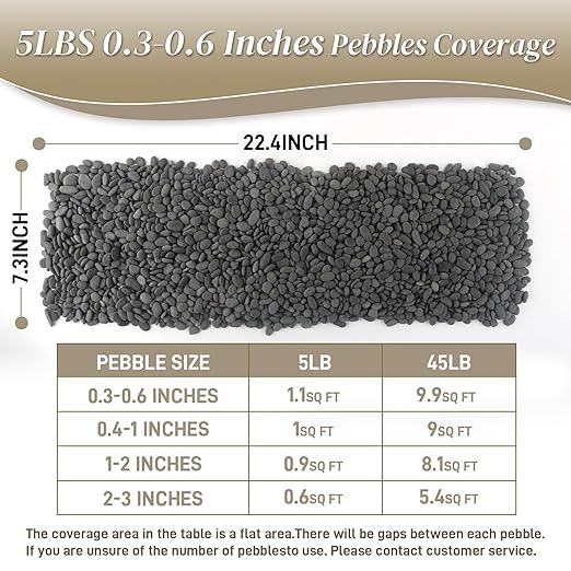 5 lbs Mexican Beach Pebbles, 0.3-0.6 Inch Small Pebbles for Pots Indoor Plants, Succulent, Vase, Fish Tank, Decorative River Rocks for Garden Landscaping, Home Decor, Outdoor Paving, Grey