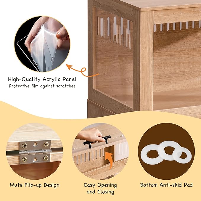 MEWOOFUN Large Hamster Cage, Hamster Cage and Habitats with Drawers and Storage Cabinet, Openable Top, Three-Sided Visibility and Four-Sided Ventilation, 39.4" L x 19.7" W x 41.7" H