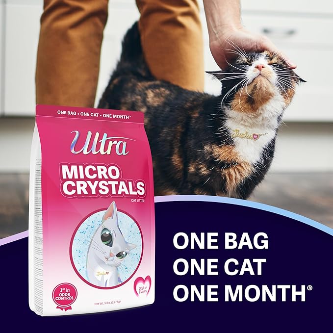 Ultra Micro Crystals Premium Cat Litter - 99.9% Dust Free, Soft on Paws, Fragrance Free - 15 Lbs. Total (3pk of 5 Lbs.)