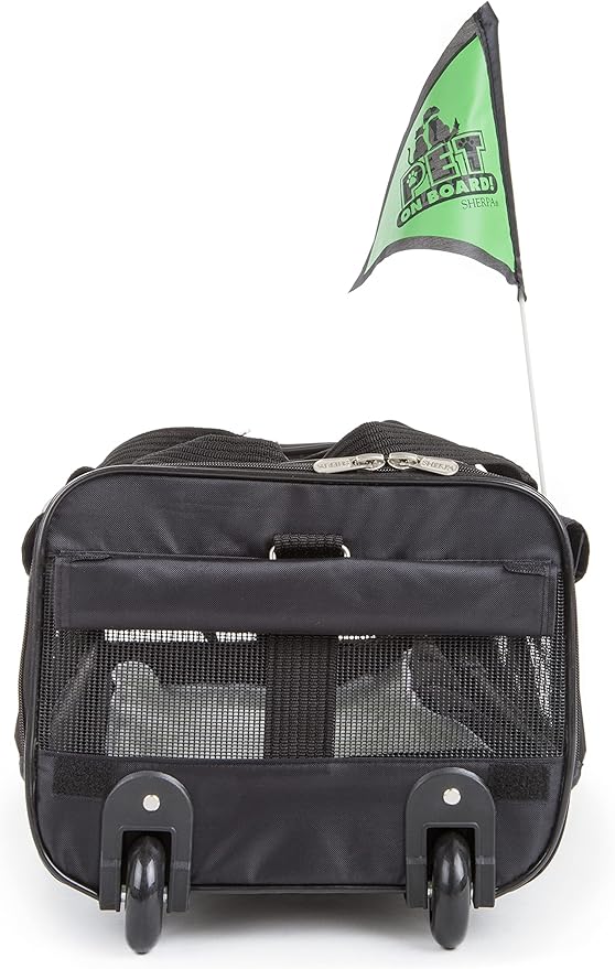 Sherpa on Wheels Indoor Pet Dog Carrier, Black Large for All Breed Sizes