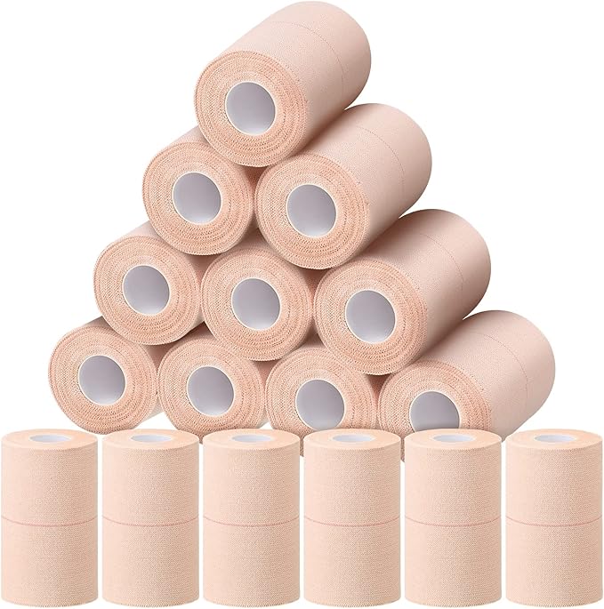 Nuanchu 16 Rolls Elastic Adhesive Bandage Tape Self Adherent Cohesive Flexible Stretch Elastic Athletic Tape for Sports Ankle Knee and Wrist, Vet Wrap for Horses Pets Cats Dogs(4 Inch x 5 Yard)
