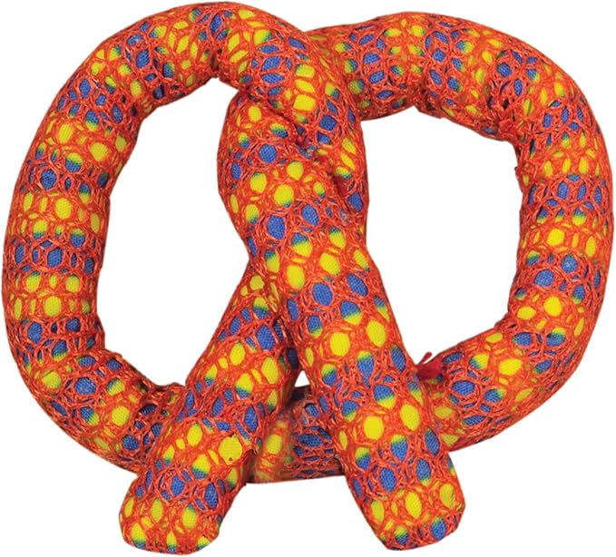 Catstages Plaque Away Pretzel Cat Toy – Interactive Catnip Dental Chew Toy to Help Clean Teeth, Fun for Play and Chewing, Orange