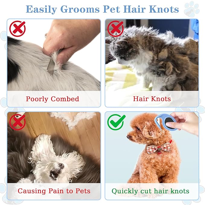 Multifunctional Pet Grooming Comb - Hair Removal Tool for Cats and Dogs, Knot Remover and Opener for Loose, Knotted Fur