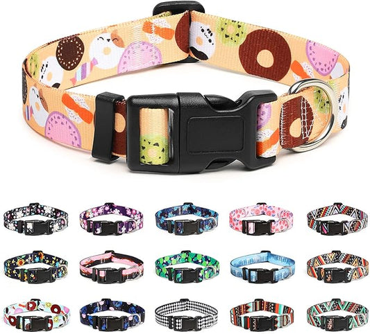 Mercano Adjustable Dog Collar - Special Design Patterns, Soft Nylon Comfortable Durable Pet Collar for Small Medium Large Dogs (XS, Beige Cookie)