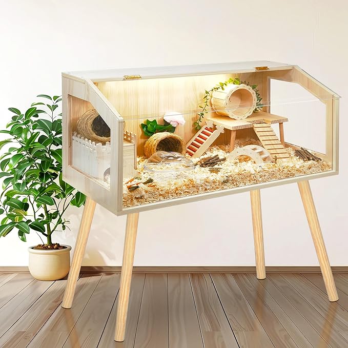 Hamster Cage with Legs, Guinea Pig Cages Chew Proof, Hamster House, Hamster Cages and Habitats, 48" L x 20" W x 47.6" H