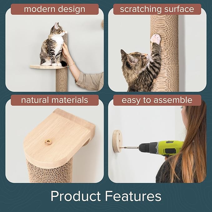Cat Climbing Wall System – Modern Floating Shelves & Perches for Cats - Sunrise Steps | Ascentials by FurHaven