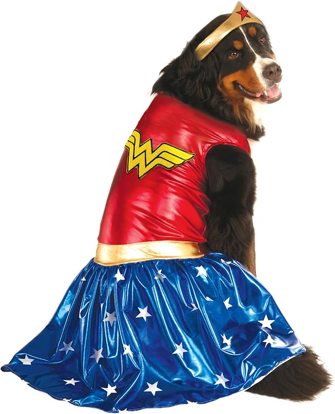 DC Comics: Wonder Woman Pet Costume for For Dogs or Cats by Rubies, Medium