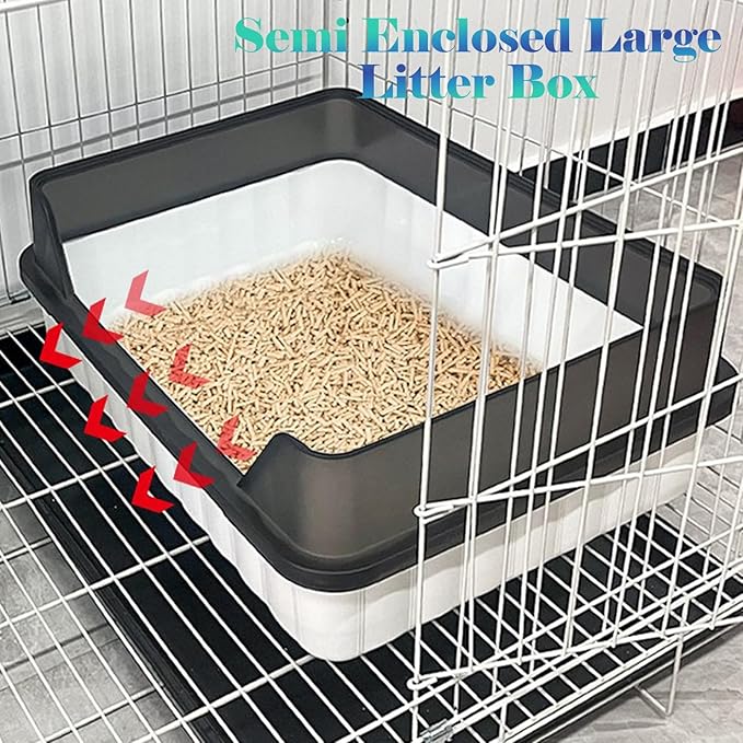 Large Cat Litter Box with High Sides,Semi Enclosed Cats Litter Box,Anti-Splashing Detachable Cat Litter Pan,Kitten Toilet with Litter Sifting Scoop for Big Middle Small Cats,Easy to Clean No Odor