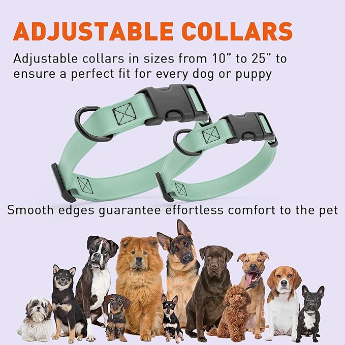 Dogline Biothane Waterproof Dog Collar with Quick Release Buckle Strong Coated Nylon Webbing with Odor- Proof for Easy Care Easy to Clean Fits Small Medium Large Dogs, Sage Green 1" W 15-23" L