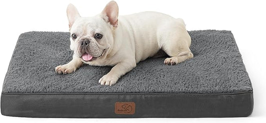Bedsure Dog Bed Medium Size Dog - Orthopedic Flat Puppy Beds with Removable Washable Cover, Egg Crate Foam Pet Mat, Suitable for Pet Up to 35 lbs