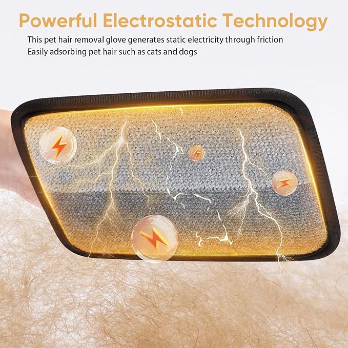 Pet Hair Removal Gloves: 2PCS Strong Adsorption Electrostatic Pet Hair Remover Glove for Cleaning Cat and Dog Hair, Reusable Pet Hair Remover Tool for Clothes, Bedding, Sofa, Carpet