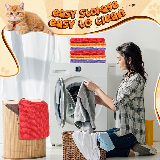 Barydat 8 Pcs Guinea Pig Cage Liner for Guinea Pig Cage Bedding Reusable Rabbit Mat Pad Washable Training Pad Animal Sleeping Bedding Mat(24x16'',Beige, Brown, Red, Orange)