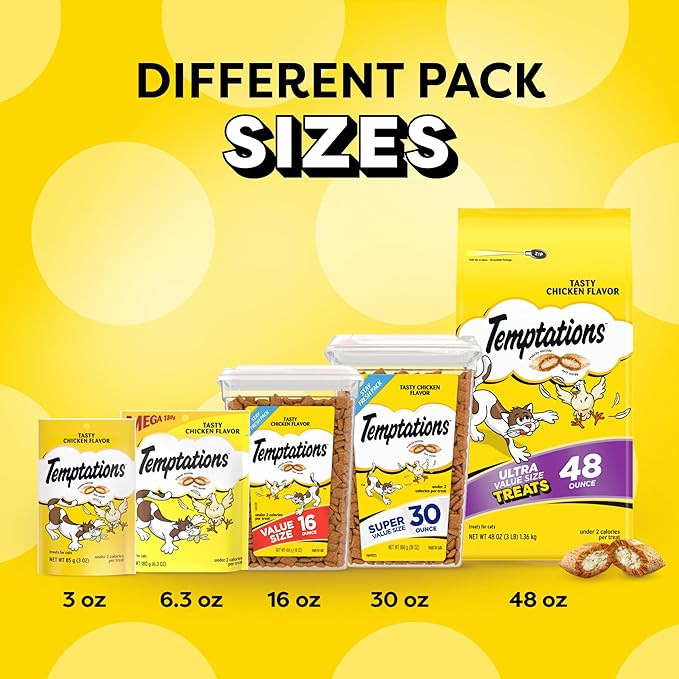 Temptations Classic Crunchy and Soft Cat Treats Tasty Chicken Flavor, 48 oz. Pouch